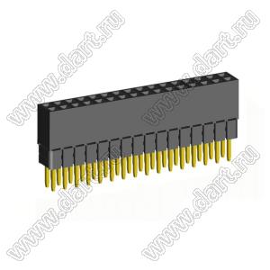 2207SDI-32G-2B розетка прямая двухрядная с увеличенным изолятором (гнездо) на плату для монтажа в отверстия, шаг 2,00 x 2,00 мм, А=3,8мм, В=9,35мм, 2х16 конт.