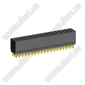 2203SDI-057G-1A розетка прямая трехрядная с увеличенным изолятором (гнездо) на плату для монтажа в отверстия, шаг 2,00 x 2,00 мм, А=2,3мм, В=7,85мм, 3х19 конт.