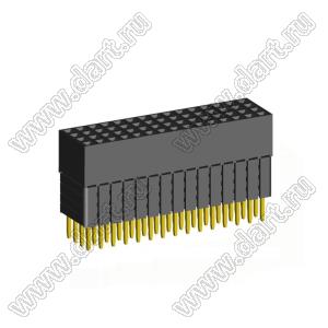 1999SDI-060G-4B розетка прямая четырехрядная с увеличенным изолятором (гнездо) на плату для монтажа в отверстия, шаг 2,00 x 2,00 мм, А=3,8мм, В=12,35мм, 4х15 конт.