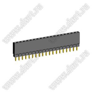 2209SDI-19G-1A розетка прямая однорядная с увеличенным изолятором (гнездо) на плату для монтажа в отверстия, шаг 2,00 мм, А=2,3мм, В=7,85мм, 19 конт.