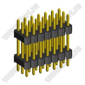 2233DI-021G-2616 (3x7) вилка открытая прямая с двойным изолятором трехрядная на плату для монтажа в отверстия, шаг 2,54 x 2,54 мм, 3х7 конт.