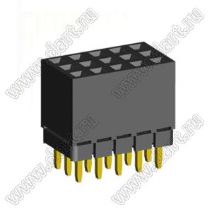 2203SDI-015G-1A розетка прямая трехрядная с увеличенным изолятором (гнездо) на плату для монтажа в отверстия, шаг 2,00 x 2,00 мм, А=2,3мм, В=7,85мм, 3х5 конт.