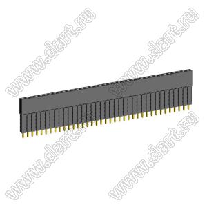 2209SDI-37G-5A розетка прямая однорядная с увеличенным изолятором (гнездо) на плату для монтажа в отверстия, шаг 2,00 мм, А=2,3мм, В=13,85мм, 37 конт.