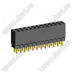 2207SDI-24G-1A розетка прямая двухрядная с увеличенным изолятором (гнездо) на плату для монтажа в отверстия, шаг 2,00 x 2,00 мм, А=2,3мм, В=7,85мм, 2х12 конт.