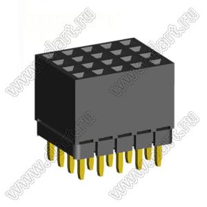 1999SDI-020G-1A розетка прямая четырехрядная с увеличенным изолятором (гнездо) на плату для монтажа в отверстия, шаг 2,00 x 2,00 мм, А=2,3мм, В=7,85мм, 4х5 конт.