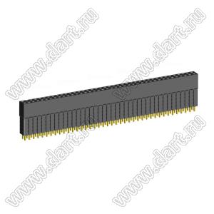 2207SDI-80G-5A розетка прямая двухрядная с увеличенным изолятором (гнездо) на плату для монтажа в отверстия, шаг 2,00 x 2,00 мм, А=2,3мм, В=13,85мм, 2х40 конт.