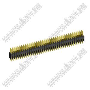 2215S-78G-1800 (2x39) вилка открытая прямая с увеличенным изолятором двухрядная на плату для монтажа в отверстия, шаг 2,54 x 2,54 мм, 2х39 конт.