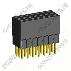 2203SDI-021G-2B розетка прямая трехрядная с увеличенным изолятором (гнездо) на плату для монтажа в отверстия, шаг 2,00 x 2,00 мм, А=3,8мм, В=9,35мм, 3х7 конт.