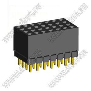 1999SDI-028G-1A розетка прямая четырехрядная с увеличенным изолятором (гнездо) на плату для монтажа в отверстия, шаг 2,00 x 2,00 мм, А=2,3мм, В=7,85мм, 4х7 конт.