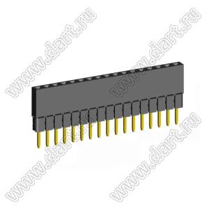 2209SDI-17G-2B розетка прямая однорядная с увеличенным изолятором (гнездо) на плату для монтажа в отверстия, шаг 2,00 мм, А=3,8мм, В=9,35мм, 17 конт.