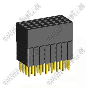 1999SDI-032G-4B розетка прямая четырехрядная с увеличенным изолятором (гнездо) на плату для монтажа в отверстия, шаг 2,00 x 2,00 мм, А=3,8мм, В=12,35мм, 4х8 конт.