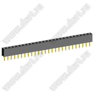 2209S-26G (PBS2-26, DS1026-01-1x26S8BV) розетка прямая однорядная (гнездо) на плату для монтажа в отверстия, шаг 2,00 мм, 26 конт.; P=2,0мм; 26-конт.