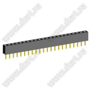 2209S-22G (PBS2-22, DS1026-01-1x22S8BV) розетка прямая однорядная (гнездо) на плату для монтажа в отверстия, шаг 2,00 мм, 22 конт.; P=2,0мм; 22-конт.