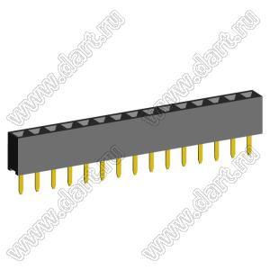 2209S-15G (PBS2-15, DS1026-01-1x15S8BV) розетка прямая однорядная (гнездо) на плату для монтажа в отверстия, шаг 2,00 мм, 15 конт.; P=2,0мм; 15-конт.