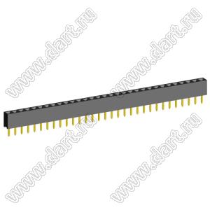 2209S-31G (PBS2-31, DS1026-01-1x31S8BV) розетка прямая однорядная (гнездо) на плату для монтажа в отверстия, шаг 2,00 мм, 31 конт.; P=2,0мм; 31-конт.