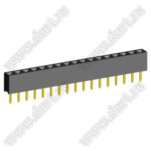2209S-17G (PBS2-17, DS1026-01-1x17S8BV) розетка прямая однорядная (гнездо) на плату для монтажа в отверстия, шаг 2,00 мм, 17 конт.; P=2,0мм; 17-конт.