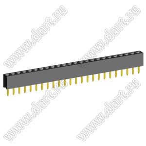 2209S-24G (PBS2-24, DS1026-01-1x24S8BV) розетка прямая однорядная (гнездо) на плату для монтажа в отверстия, шаг 2,00 мм, 24 конт.; P=2,0мм; 24-конт.