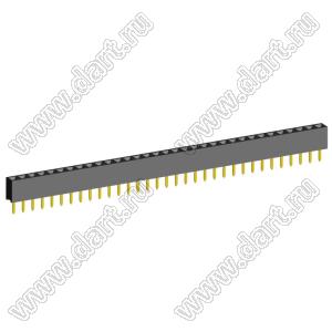 2209S-33G (PBS2-33, DS1026-01-1x33S8BV) розетка прямая однорядная (гнездо) на плату для монтажа в отверстия, шаг 2,00 мм, 33 конт.; P=2,0мм; 33-конт.