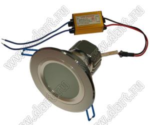 XY-PRL-S02CW светильник встраиваемый 3x1Вт светодиодный матовый круглый, холодный свет (драйвер LED-L0103W), посадочное отверстие 86 мм