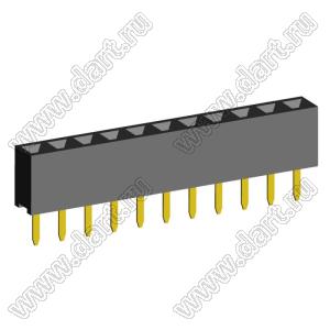 2209S-11G (PBS2-11, DS1026-01-1x11S8BV) розетка прямая однорядная (гнездо) на плату для монтажа в отверстия, шаг 2,00 мм, 11 конт.; P=2,0мм; 11-конт.