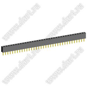 2209S-35G (PBS2-35, DS1026-01-1x35S8BV) розетка прямая однорядная (гнездо) на плату для монтажа в отверстия, шаг 2,00 мм, 35 конт.; P=2,0мм; 35-конт.