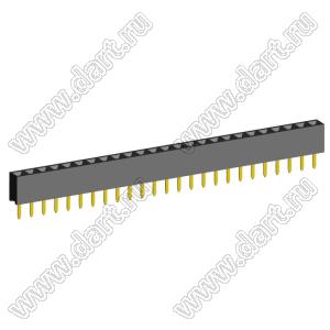 2209S-25G (PBS2-25, DS1026-01-1x25S8BV) розетка прямая однорядная (гнездо) на плату для монтажа в отверстия, шаг 2,00 мм, 25 конт.; P=2,0мм; 25-конт.