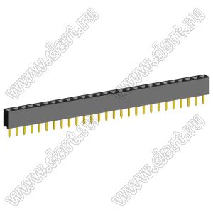 2209S-27G (PBS2-27, DS1026-01-1x27S8BV) розетка прямая однорядная (гнездо) на плату для монтажа в отверстия, шаг 2,00 мм, 27 конт.; P=2,0мм; 27-конт.