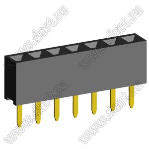 2209S-07G (PBS2-7, DS1026-01-1x07S8BV) розетка прямая однорядная (гнездо) на плату для монтажа в отверстия, шаг 2,00 мм, 7 конт.; P=2,0мм; 7-конт.