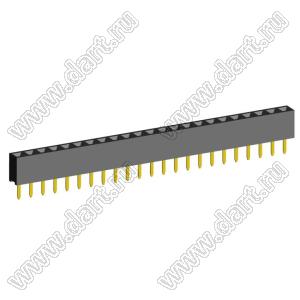 2209S-23G (PBS2-23, DS1026-01-1x23S8BV) розетка прямая однорядная (гнездо) на плату для монтажа в отверстия, шаг 2,00 мм, 23 конт.; P=2,0мм; 23-конт.