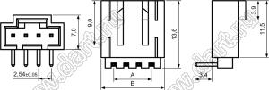 3750R-03 (BL-03MR, C8-3AWS) вилка угловая на плату; шаг 2,54мм; 3-конт.