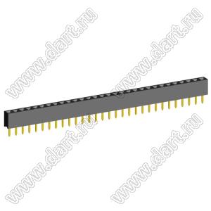 2209S-30G (PBS2-30, DS1026-01-1x30S8BV) розетка прямая однорядная (гнездо) на плату для монтажа в отверстия, шаг 2,00 мм, 30 конт.; P=2,0мм; 30-конт.
