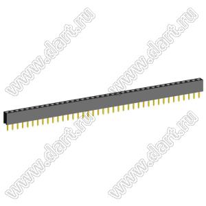 2209S-39G (PBS2-39, DS1026-01-1x39S8BV) розетка прямая однорядная (гнездо) на плату для монтажа в отверстия, шаг 2,00 мм, 39 конт.; P=2,0мм; 39-конт.