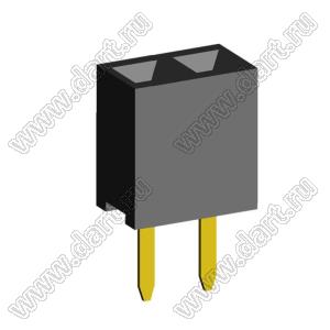 2209S-02G (PBS2-2, DS1026-01-1x02S8BV) розетка прямая однорядная (гнездо) на плату для монтажа в отверстия, шаг 2,00 мм, 2 конт.; P=2,0мм; 2-конт.
