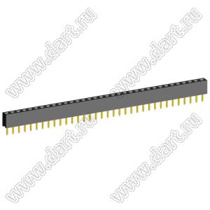 2209S-34G (PBS2-34, DS1026-01-1x34S8BV) розетка прямая однорядная (гнездо) на плату для монтажа в отверстия, шаг 2,00 мм, 34 конт.; P=2,0мм; 34-конт.