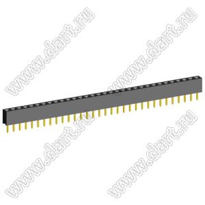 2209S-32G (PBS2-32, DS1026-01-1x32S8BV) розетка прямая однорядная (гнездо) на плату для монтажа в отверстия, шаг 2,00 мм, 32 конт.; P=2,0мм; 32-конт.