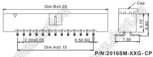 2016SM-10G-CP вилка прямая для поверхностного (SMD) монтажа с крышкой для автоматического захвата; шаг 2,00x2,00мм; 2x5-конт.