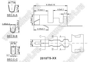 BL2018TS (SMY) контакт на кабель (терминал) розетка; шаг 2.50мм; P=2.5мм; латунь луженая