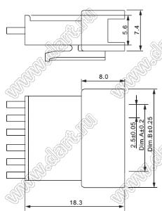 BL2018R-07 (SM-07Y, GT-07F) корпус вилки на кабель; шаг 2.50мм; 7-конт.