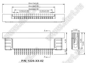 1226-40-02 розетка SMD для плоского шлейфа (FPC); шаг 0,5мм; 40-конт.; контакты снизу