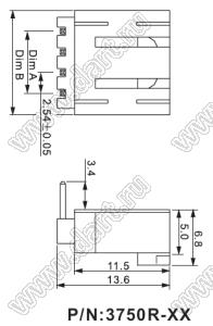 3750R-11 (BL-11MR, C8-11AWS) вилка угловая на плату; шаг 2,54мм; 11-конт.