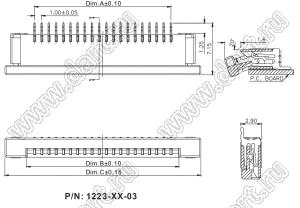 1223-05-03 (AF2K05A*S0T10_Q0Q1) розетка SMD для плоского шлейфа (FPC); шаг 1,0мм; 5-конт.; контакты сверху