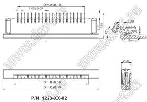 1223-07-02 (AF2K07B*S0T10_Q0Q1) розетка SMD для плоского шлейфа (FPC); шаг 1,0мм; 7-конт.; контакты снизу