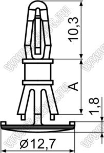 RCWA-25.4 фиксатор платы с двумя защелками; A=25,4мм; D=4,0мм; S=1,6мм; d отв.=5,4мм; t=1,5...1,6мм; нейлон-66; натуральный