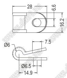 CC-21 фиксатор кабеля с креплением винтом; C=6,0мм; нейлон-66 (UL); черный