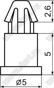 DCC-5S фиксатор платы с защелкой; A=5,0мм; B=2,6мм; E=0,8...1,6мм; dп=3,0мм; s=Eмм; нейлон-66 (UL); натуральный