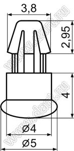 DCE-4 фиксатор платы с защелкой в плату; dп=3,0мм; s=1,6мм; нейлон-66 (UL); натуральный