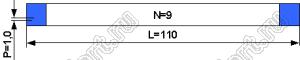 BLFPC P1,0 9PIN 110mm шлейф плоский, шаг 1,0мм 9 жил длина 110мм, контакты на одной поверхности