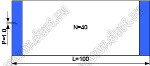 BLFPC P1,0 40PIN 100mm шлейф плоский, шаг 1,0мм 40 жил длина 100мм, контакты на одной поверхности