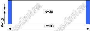 BLFPC P1,0 30PIN 100mm шлейф плоский, шаг 1,0мм 30 жил длина 100мм, контакты на одной поверхности