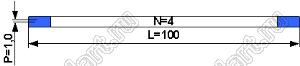 BLFPC P1,0 4PIN 100mm шлейф плоский, шаг 1,0мм 4 жилы длина 100мм, контакты на одной поверхности